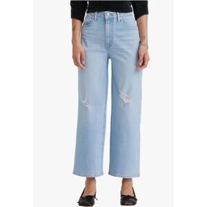 Levi's High Rise Wide Leg Jeans Women's Size 30 x 27 Light Wash Cropped Distress
